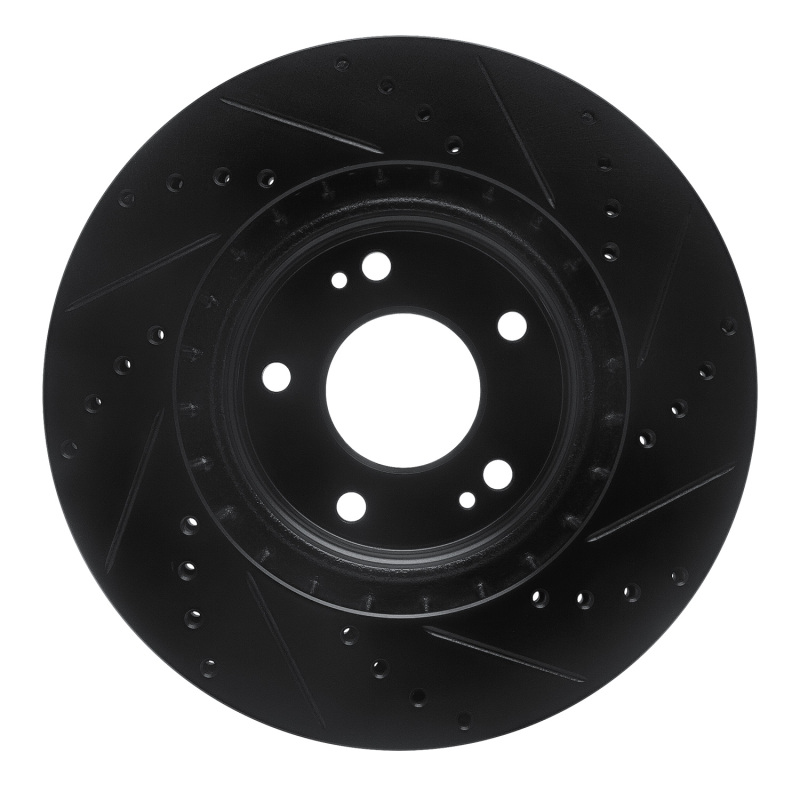 Hyundai Kona Brake Rotor (1) - Front Left - R1 Concepts - Drilled & Slotted - Black - `15-`25